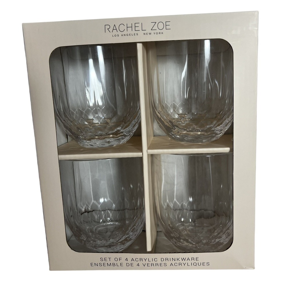 Rachel Zoe Set Of 4 Acrylic‎ Drinkware 14.5 Oz Indoor/Outdoor Brand New